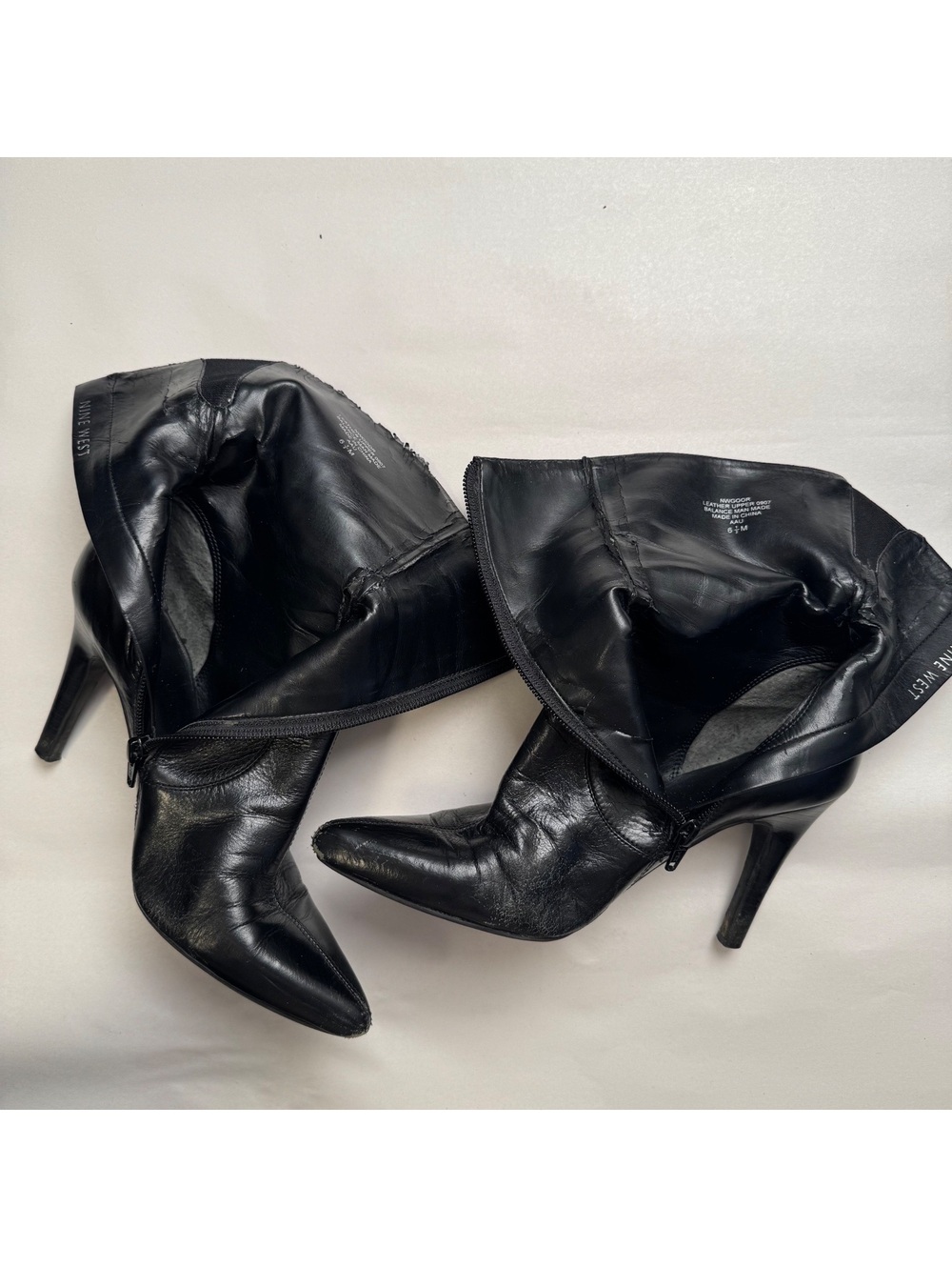 Nine West Vintage Y2K Black Leather Pointed Toe Stiletto Ankle Boots US 6.5M - Picture 8 of 8